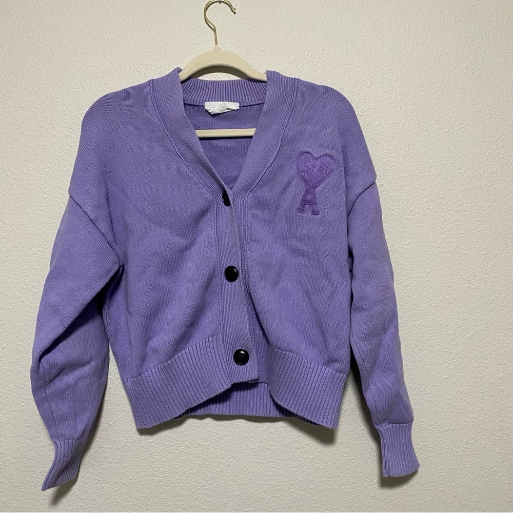 AMI Alexandre Mattiussi Purple Heart Cardigan
